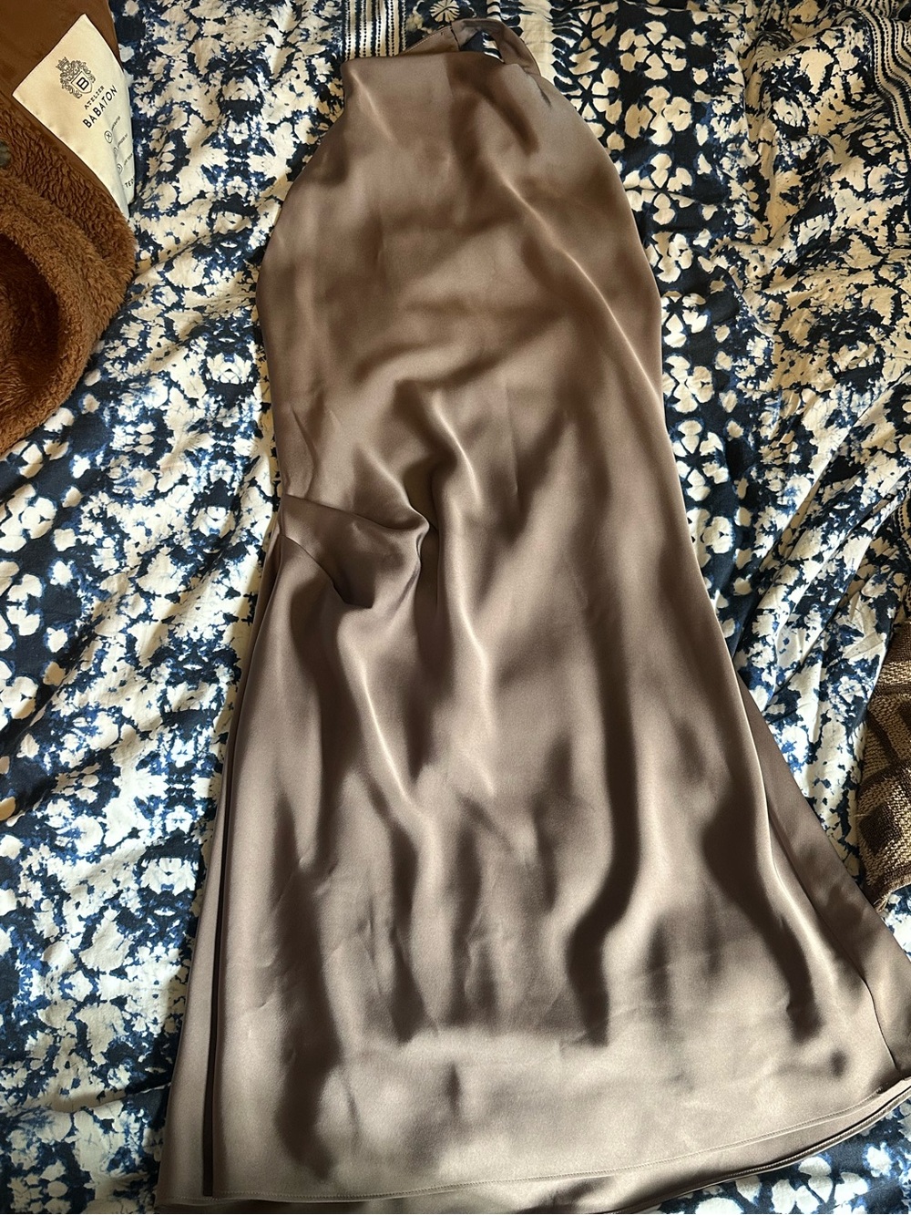 Babaton Satin Halter Slip Dress in grey